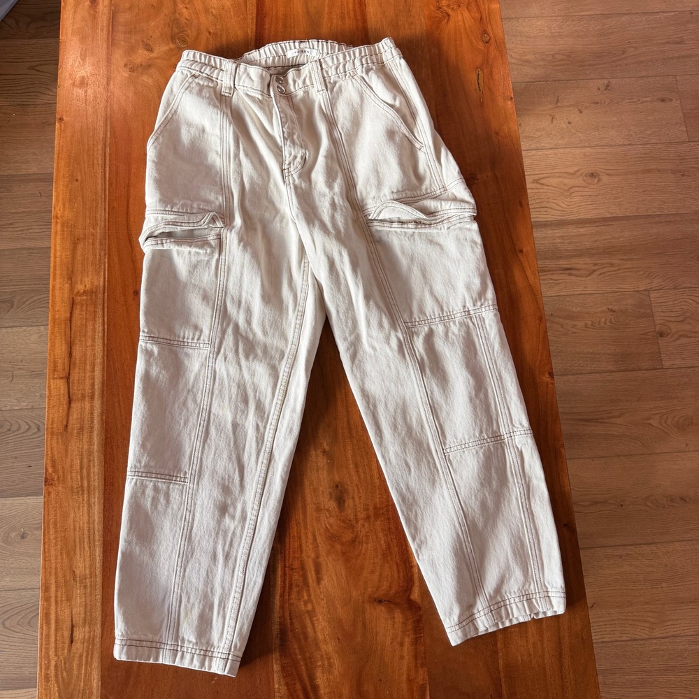 PacSun Women's Elastic Waist Cargo Beige Pants Size L